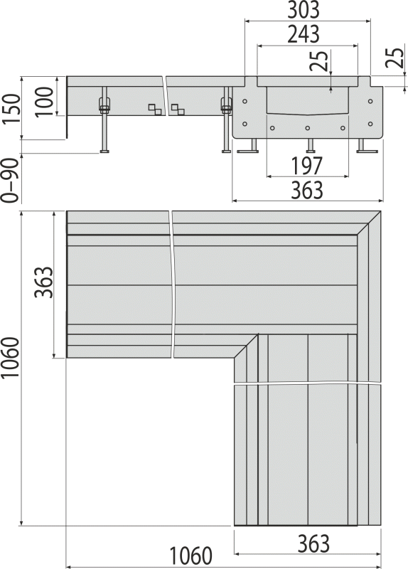 Промышленный коробчатый желоб угловой из нержавеющей стали AISI 316L ALCAPLAST APR11202 - Вид №2