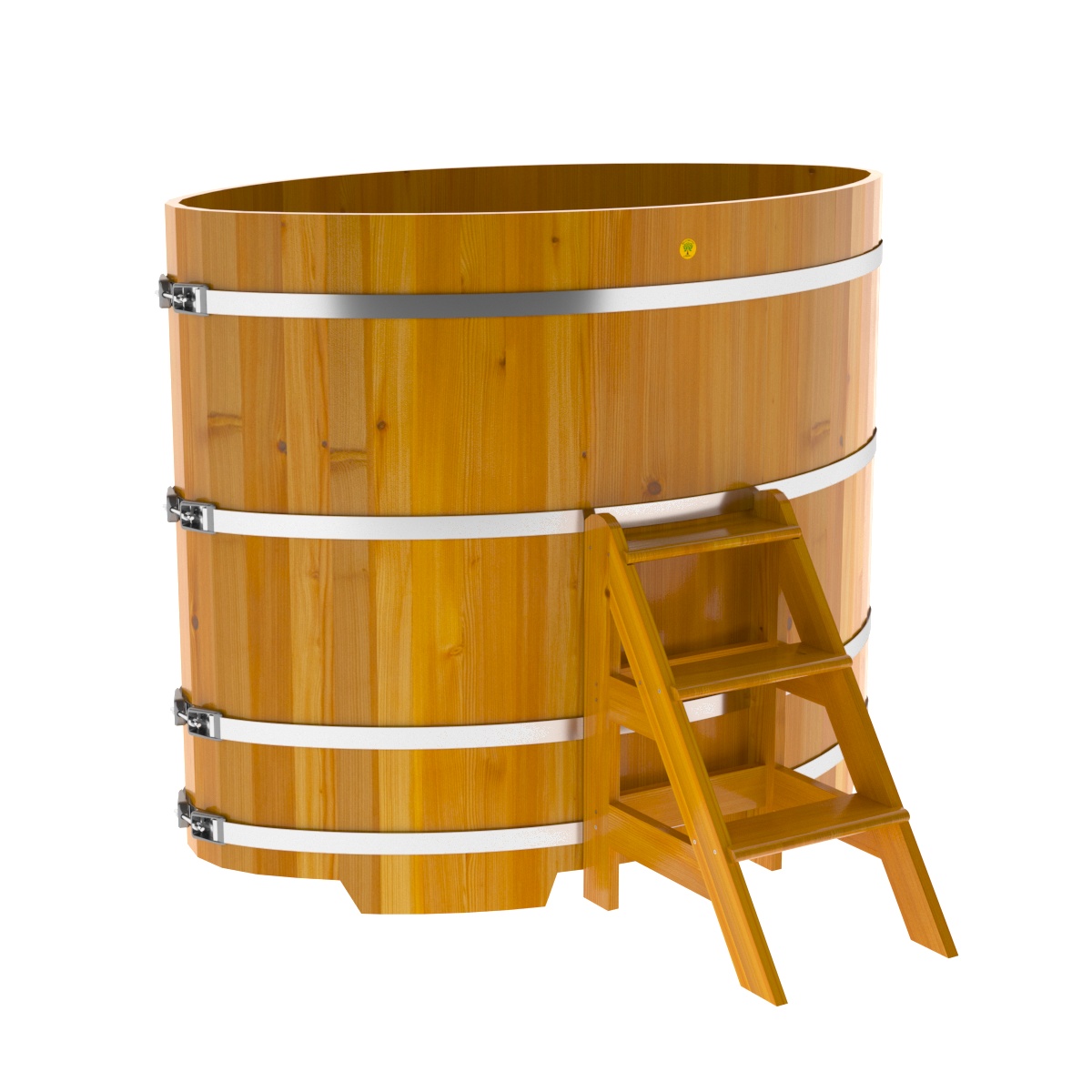 2284 Купель овальная из лиственницы Рустик 1,02х1,68х1,4 натуральная Alyarus  - Вид №1