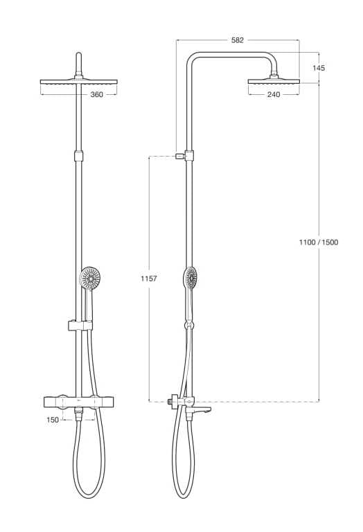 Термостатическая настенная душевая колонна с ручным душем Roca T-SQUARE 5A2H2EC00 ARCH-00038705 - Вид №2
