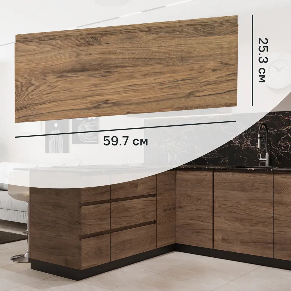 Фасад выдвижного ящика Токио 59.7x25.3 см KONSENSA ЛДСП цвет темное дерево Токио темное дерево STLM-2172236