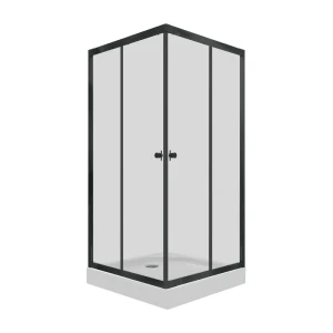 Душевой уголок Triton Лайк квадратный с низким поддоном 90x90 см черный профиль прозрачное стекло раздвижной