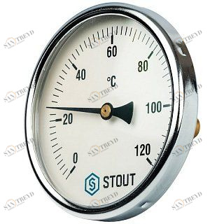 Термометр биметаллический 100 мм 120° STOUT с погружной гильзой 50 мм SIM0001105015