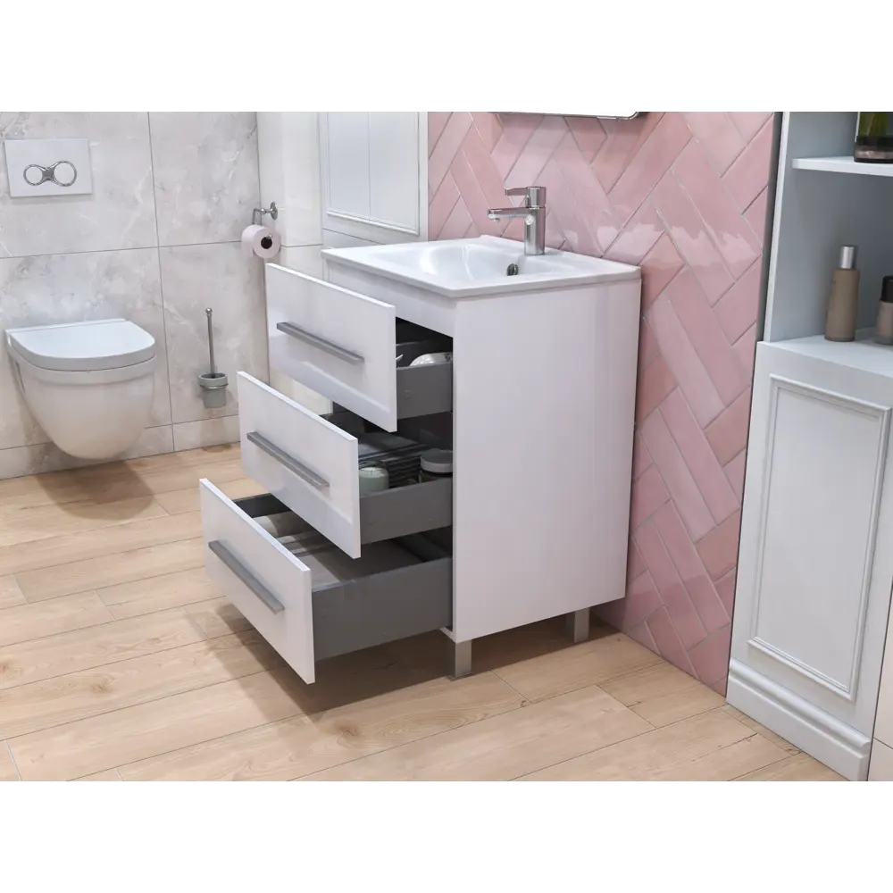 Тумба под раковину напольная Vigo Yuma 60 см цвет белый STLM-2067515 - Вид №8