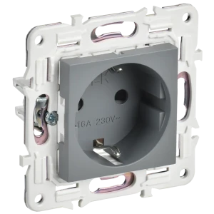 91925007 Розетка встраиваемая Iek Skandy SK-R14-16-K03 с заземлением и шторками цвет серый STLM-1360878