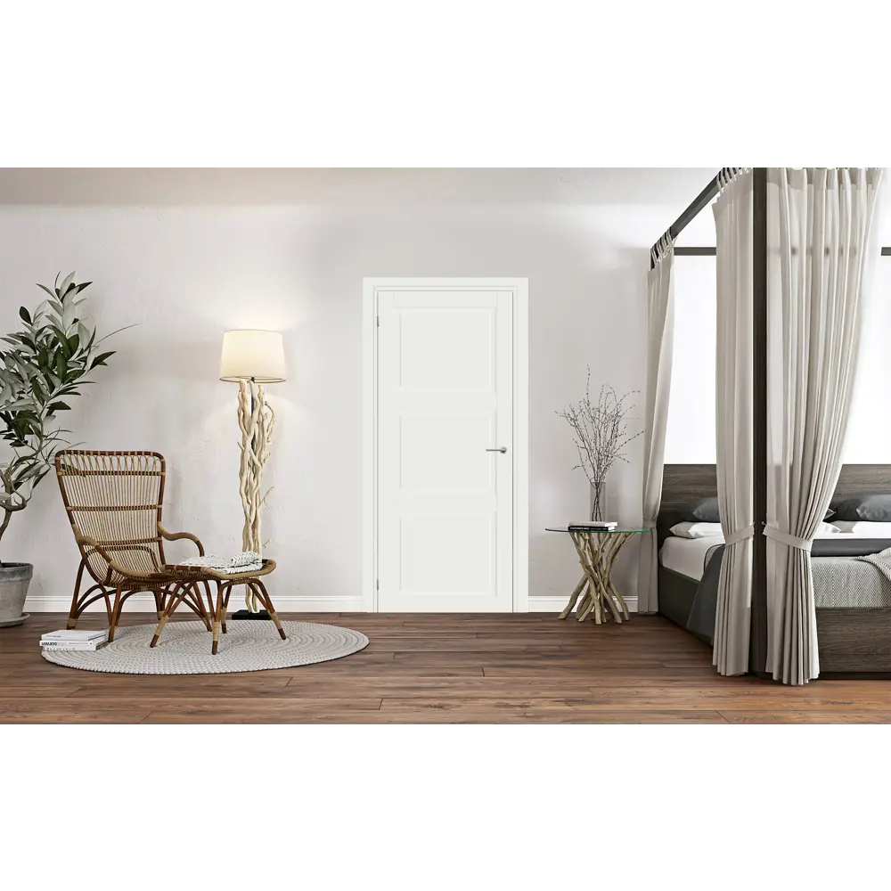 Дверь межкомнатная глухая Адажио 90x200 см Hardflex белый с замком и петлями 82636287 STLM-2062843 МАРИО РИОЛИ  - Вид №1