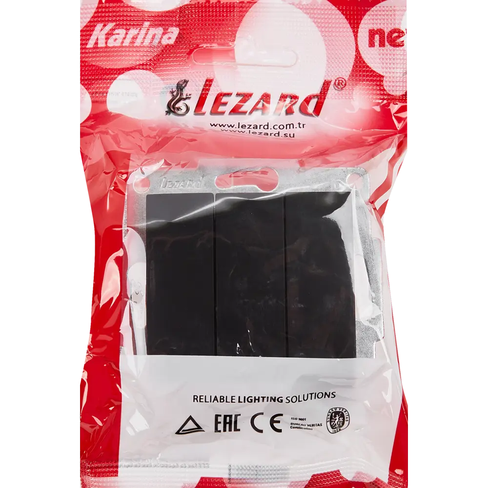 Выключатель Lezard Karina 3 клавиши цвет черный бархат 84410700 STLM-2050885 - Вид №6