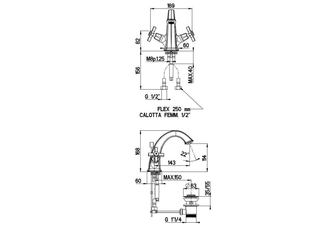 Смеситель для раковины с одним отверстием Gaia Mobili Complements ARCH-00047282 - Вид №1