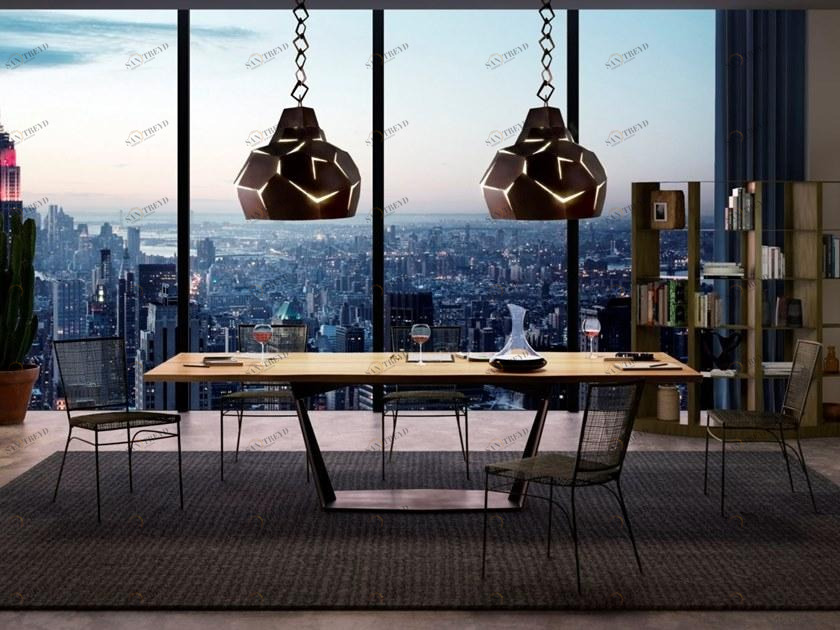 ELITE TO BE Стол со столешницей из массива дерева и металлическим основанием sun-id-1412243