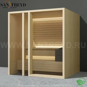Effegibi YOKU.G80 BI.70300010 Био-сауна с левой дверью. Мощность: 9 кВт макс. Размеры: длина 202 см, ширина 180 см. Отделка: осина термообработанная