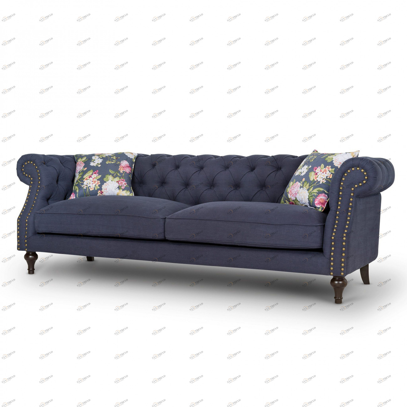 Диван прямой синий с капитоне Sanders KELLY LOUNGE ДИЗАЙНЕРСКИЕ 210977 Синий 