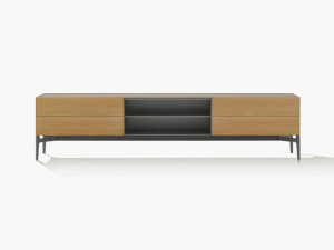 Низкий деревянный шкаф для телевизора с ящиками