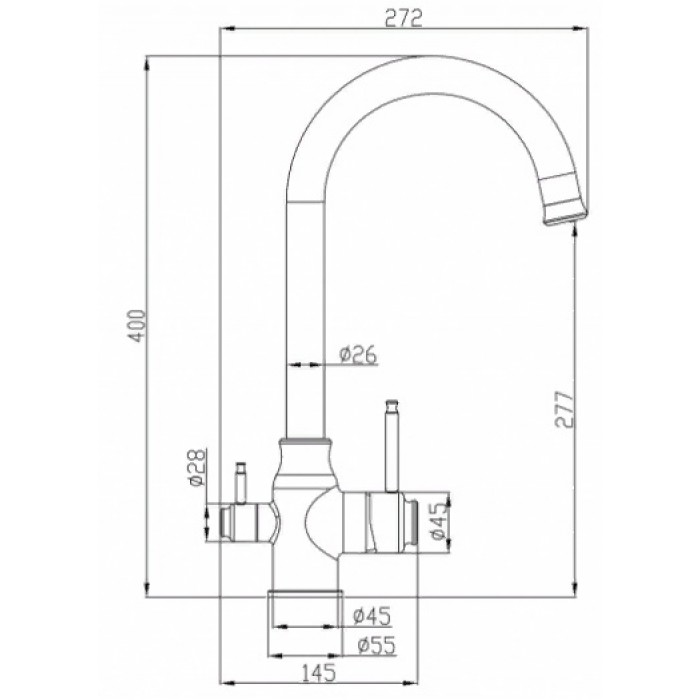 Steel Hammer SH 763 INOX GRAFIT PVD Смеситель для кухни Zorg 400 x 272  - Вид №2