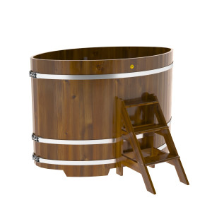 2291 Купель овальная из лиственницы Рустик 1,08х1,75х1,2 морёная Alyarus