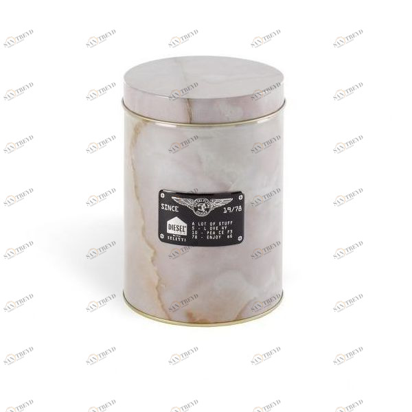 Банка с крышкой металлическая 15х11 см бежевая Surplus Storage System Alumarble Round SELETTI  00-3883332 Бежевый 