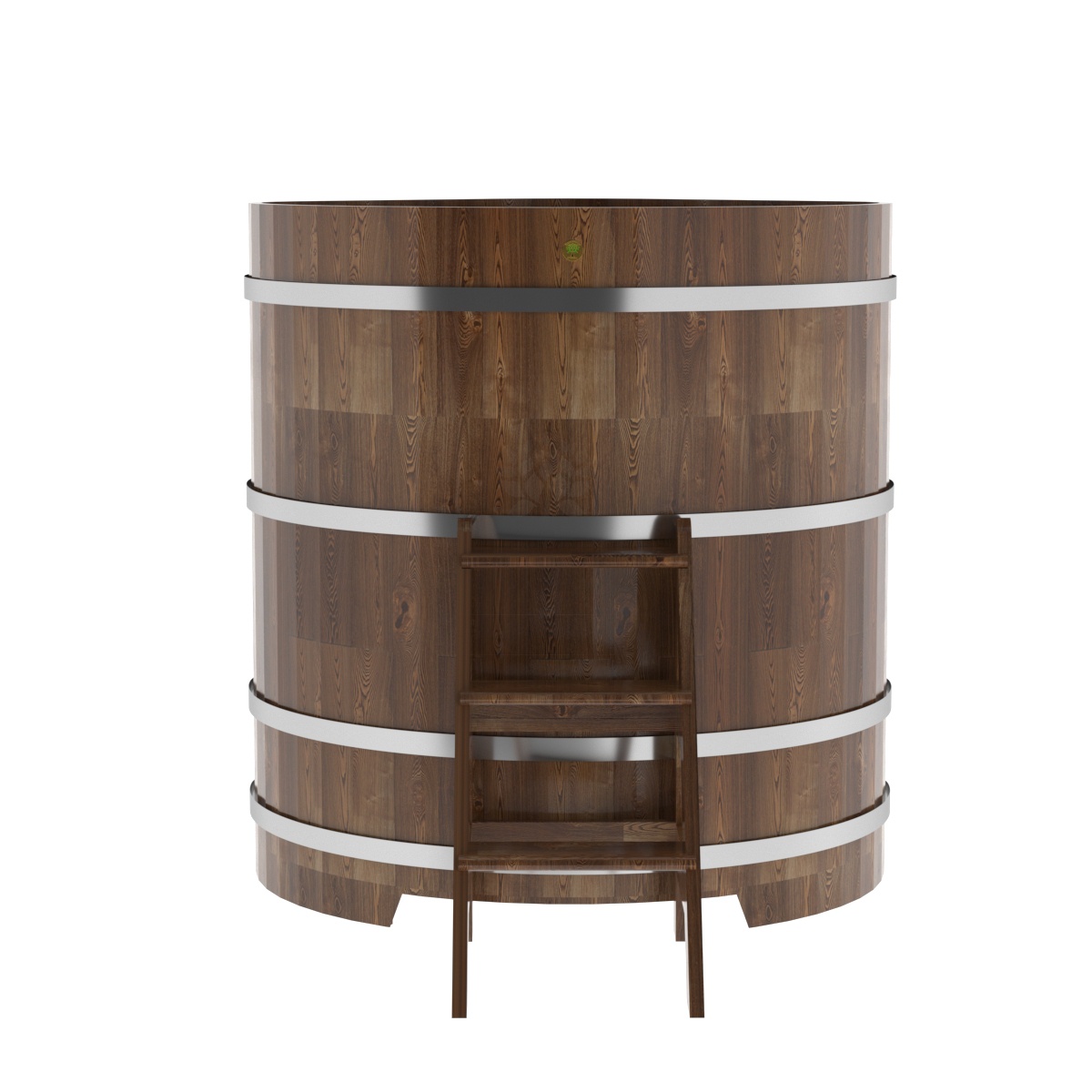 1580 Купель угловая из сращенных ламелей лиственницы 1,19х1,19х1,4 морёная Alyarus  - Вид №4