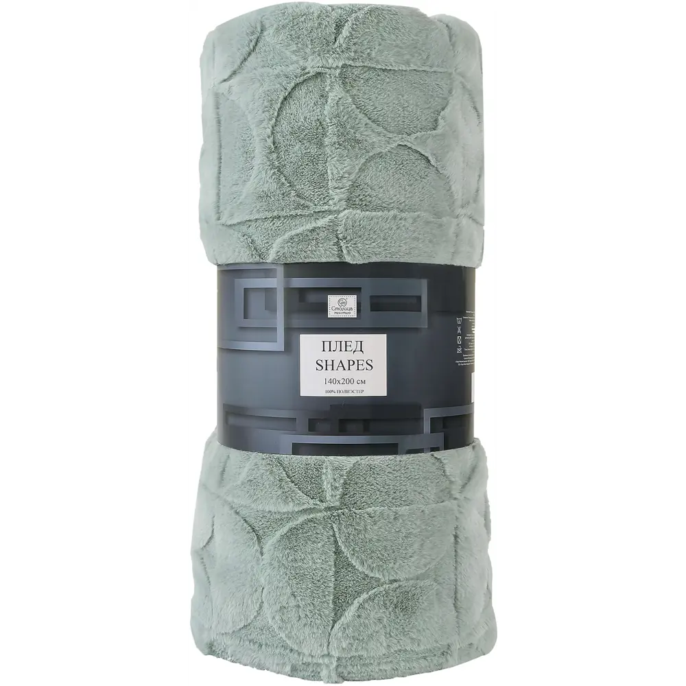 СТОЛИЦА ТЕКСТИЛЯ Плед Shapes - изысканный велсофт в сочном зеленом 88035587 STLM-1059878 - Вид №2