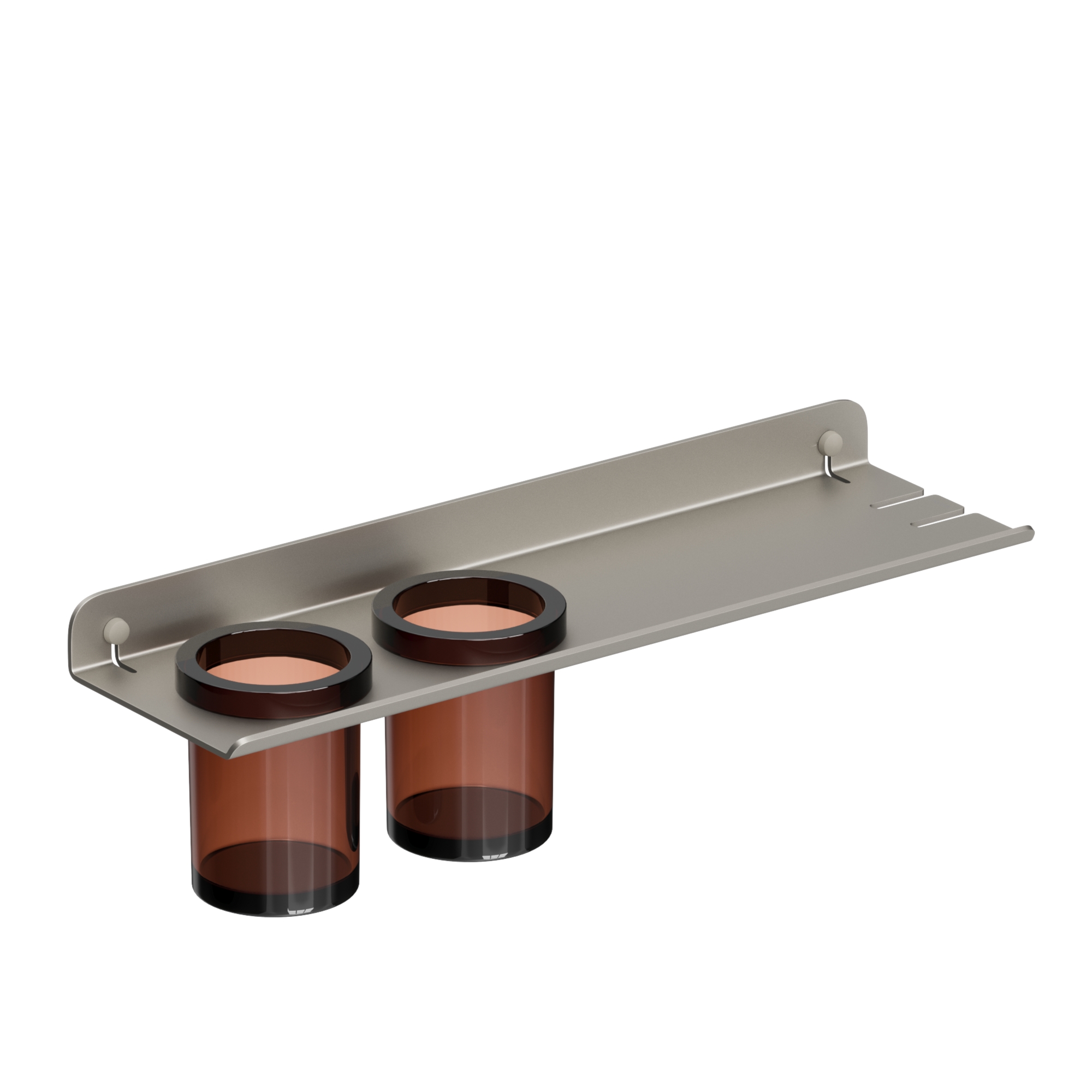 185627 Полка с держателем для 2х стаканов 45 см цвет Серый Sonia QUICK Испания