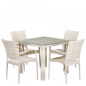 T341A/Y376A-W85-90x90 4Pcs Latte Комплект плетеной мебели Afina