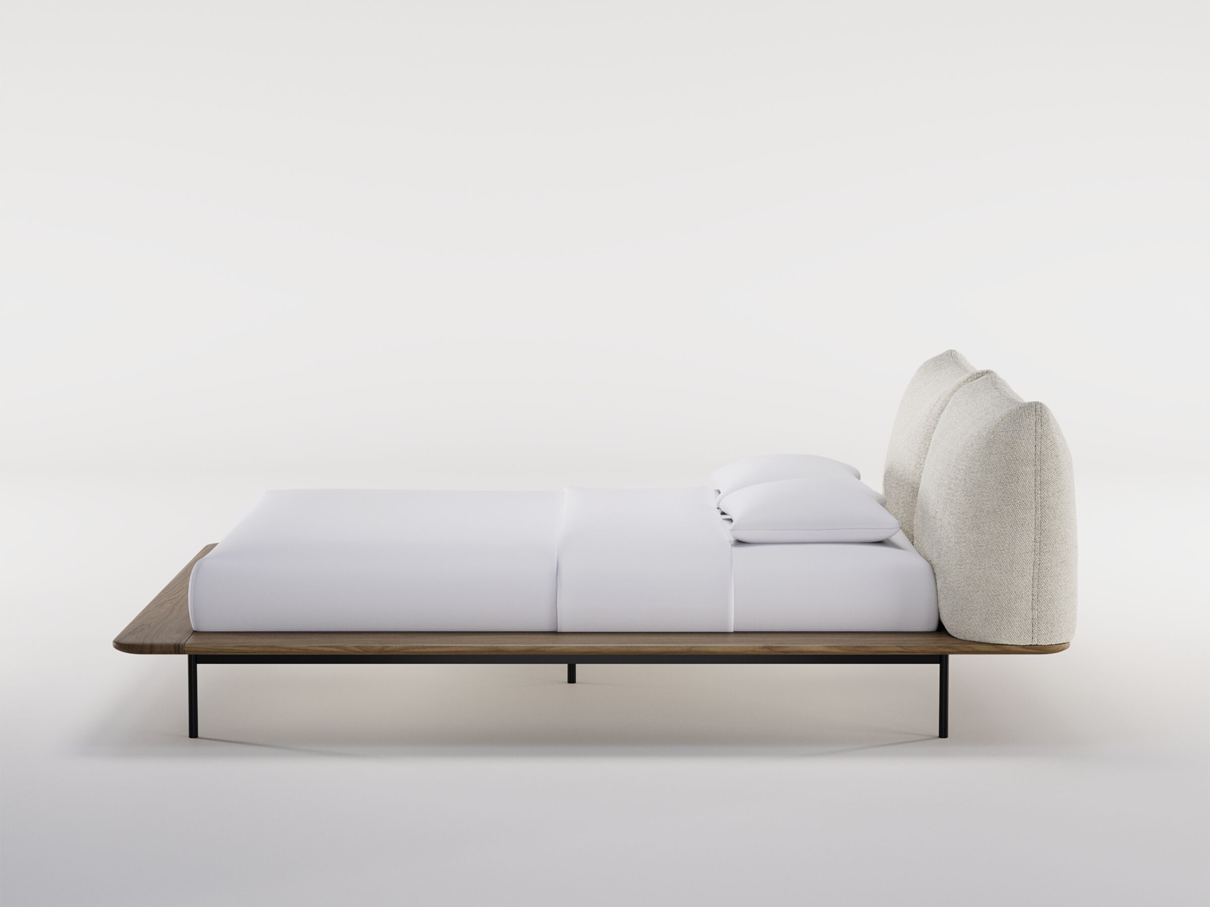 Двуспальная кровать из грецкого ореха с мягким изголовьем Wewood PLATFORM ARCH-00032088 - Вид №2