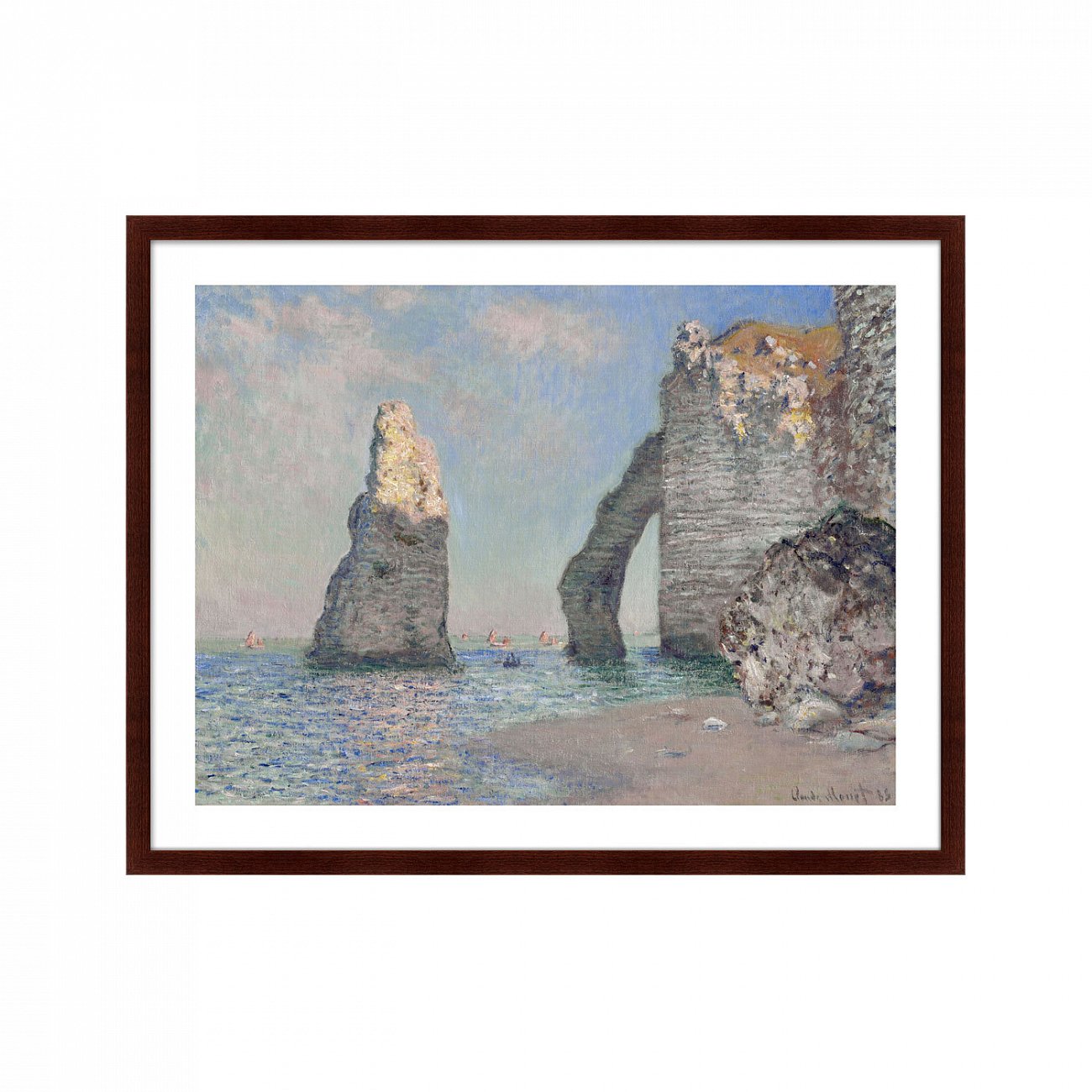 Картина в раме 78,5х100 см The Rock Needle and the Porte d'Aval, 1885г. КАРТИНЫ В КВАРТИРУ  264111 Голубой;серый;разноцветный  - Вид №1