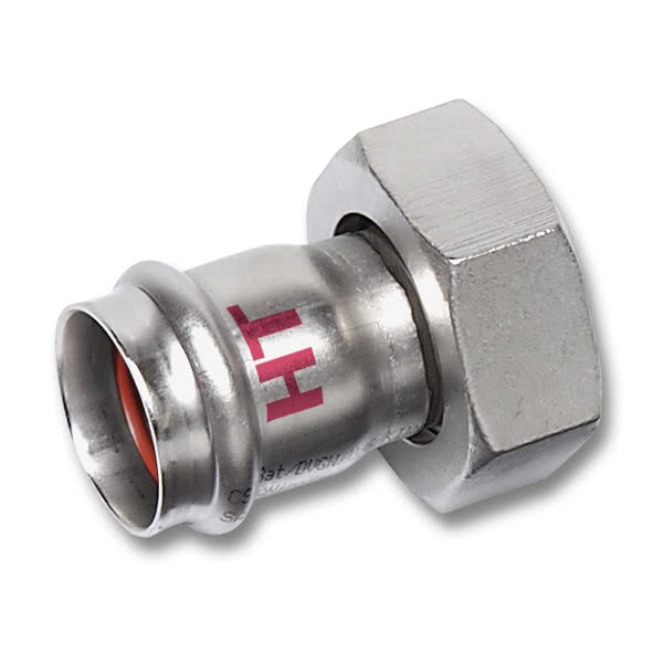 618359M1834 SANHA 18359M пр.-фит. нерж., упл.фитон переход - ВР плоск. упл. 18x3/4 мм  - Вид №1