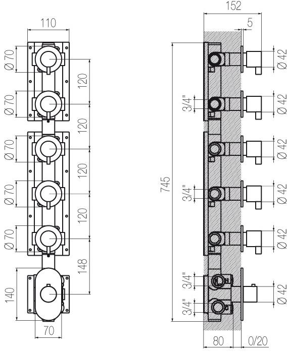 Radomonte Смеситель для душа из нержавеющей стали с переключателем Toox Txq58 - Вид №1
