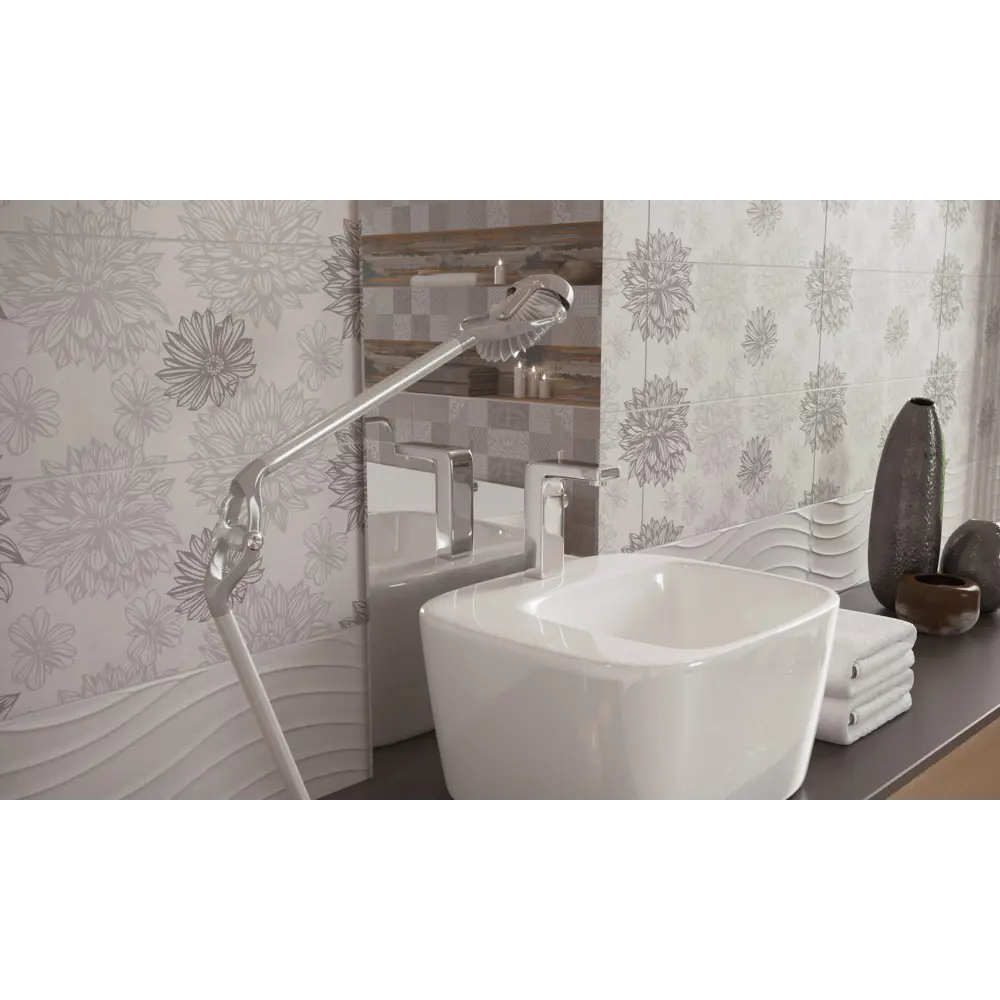 Плитка настенная Osaka Flower 20x50 см 1.3 м² цвет серый 82497526 STLM-2072676 Golden Tile - Вид №3
