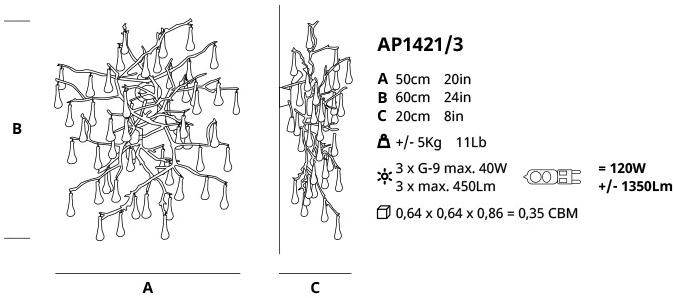 Serip Галогенный бра в бронзе Bijout Ap1421/3 - Вид №1