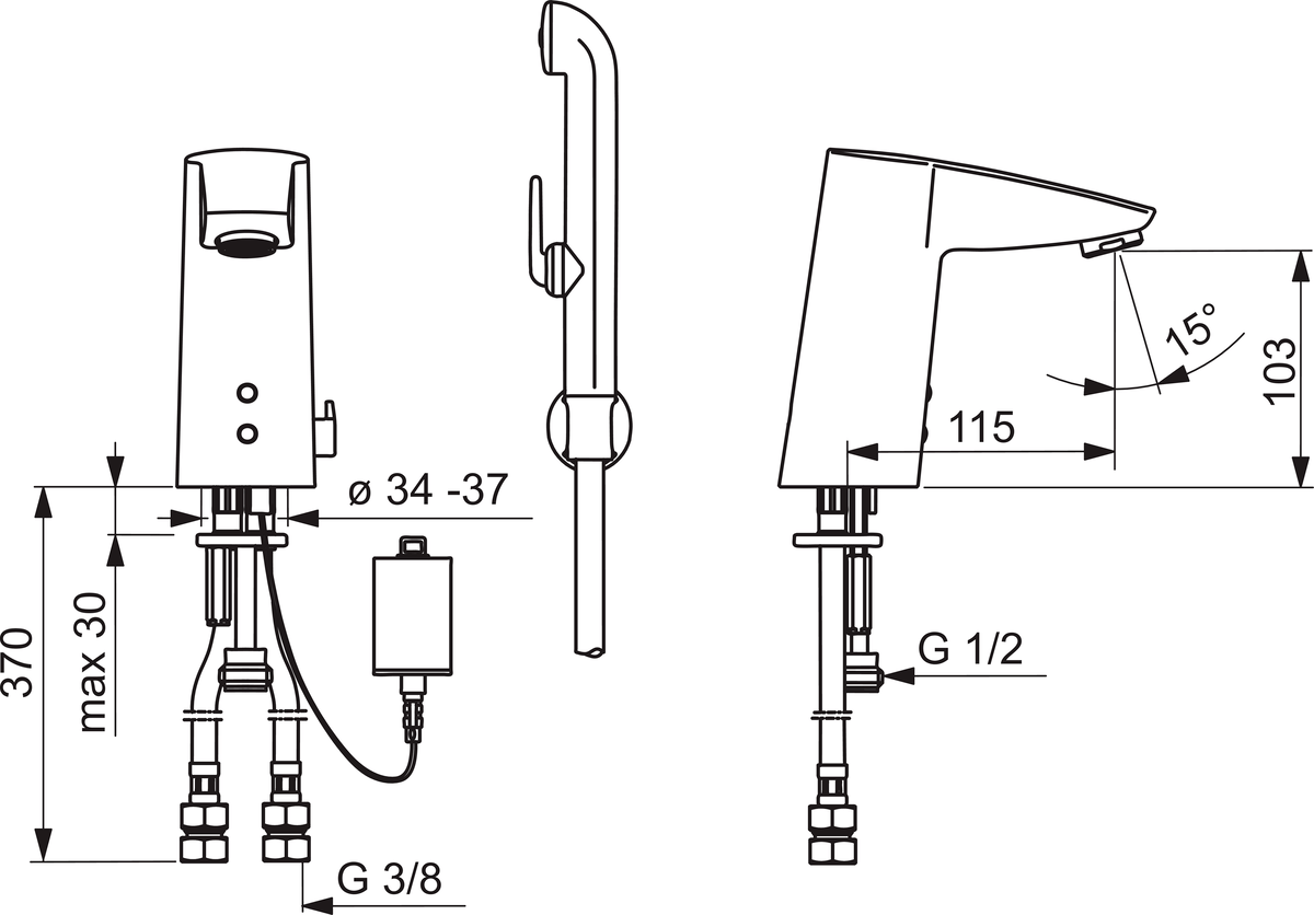 Oras 2816FZ Смеситель для умывальника, 6 V, Bluetooth 2816FZ Cubista Хром  - Вид №1