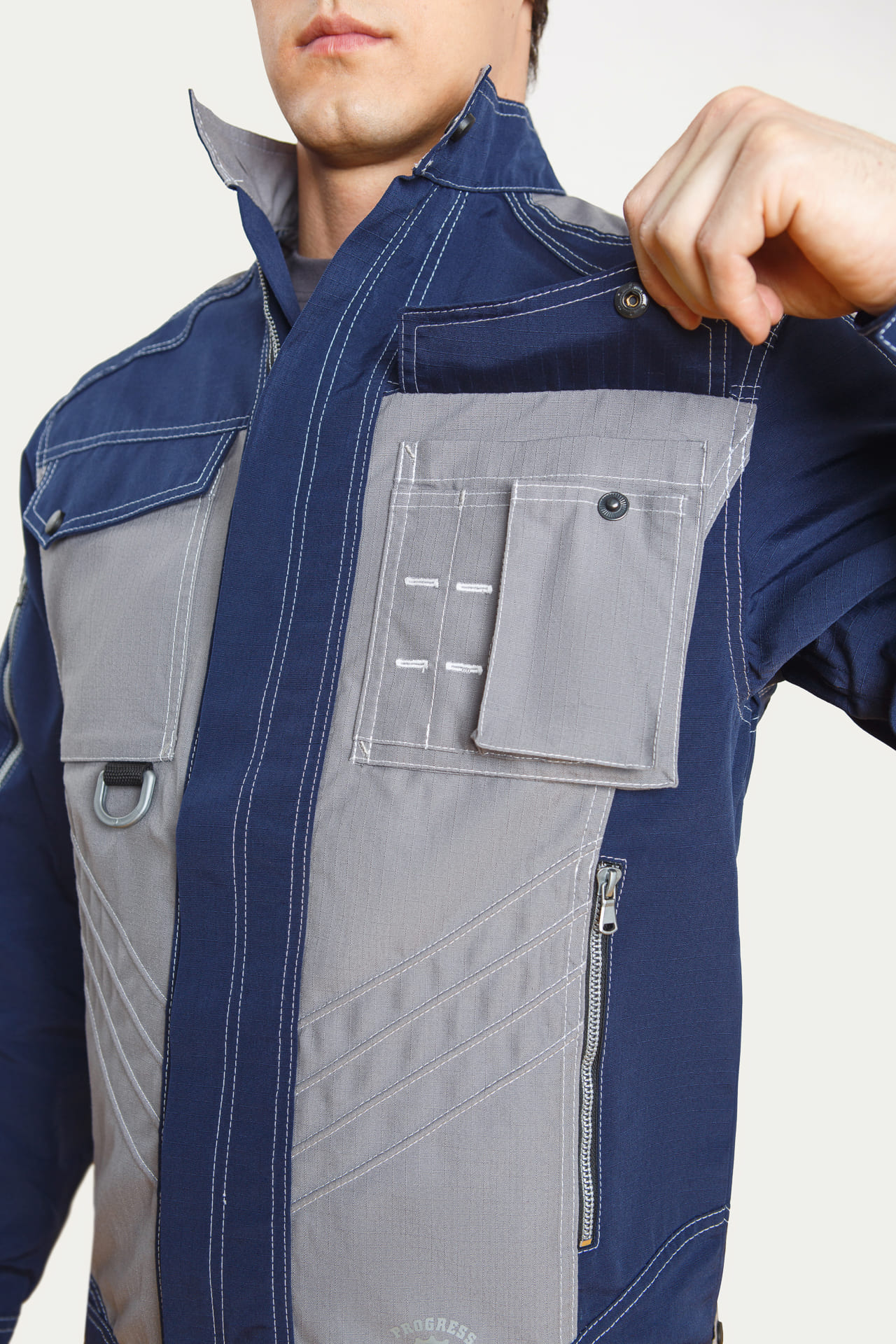 68832 Костюм "Прогресс" темно-синий с серым  Летняя спецодежда  размер 44-46/170-176  - Вид №12