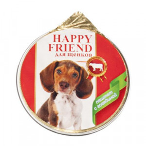ПР0023319 Корм для щенков Паштет с говядиной конс. 125г HAPPY FRIEND