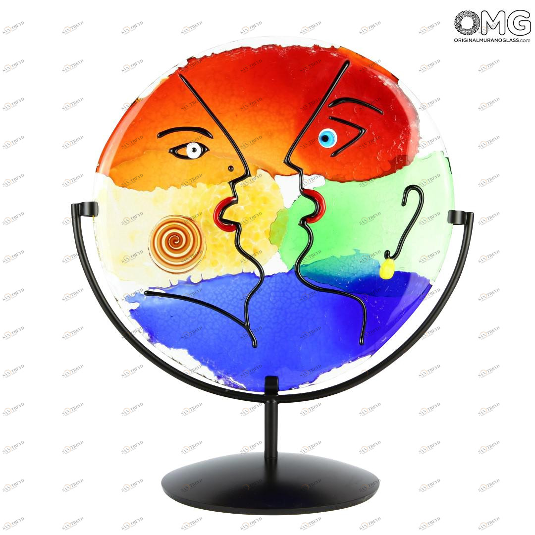 2604 ORIGINALMURANOGLASS Декоративное блюдо Ты&Я - по мотивам Пикассо - Original Murano Glass OMG 32 см 