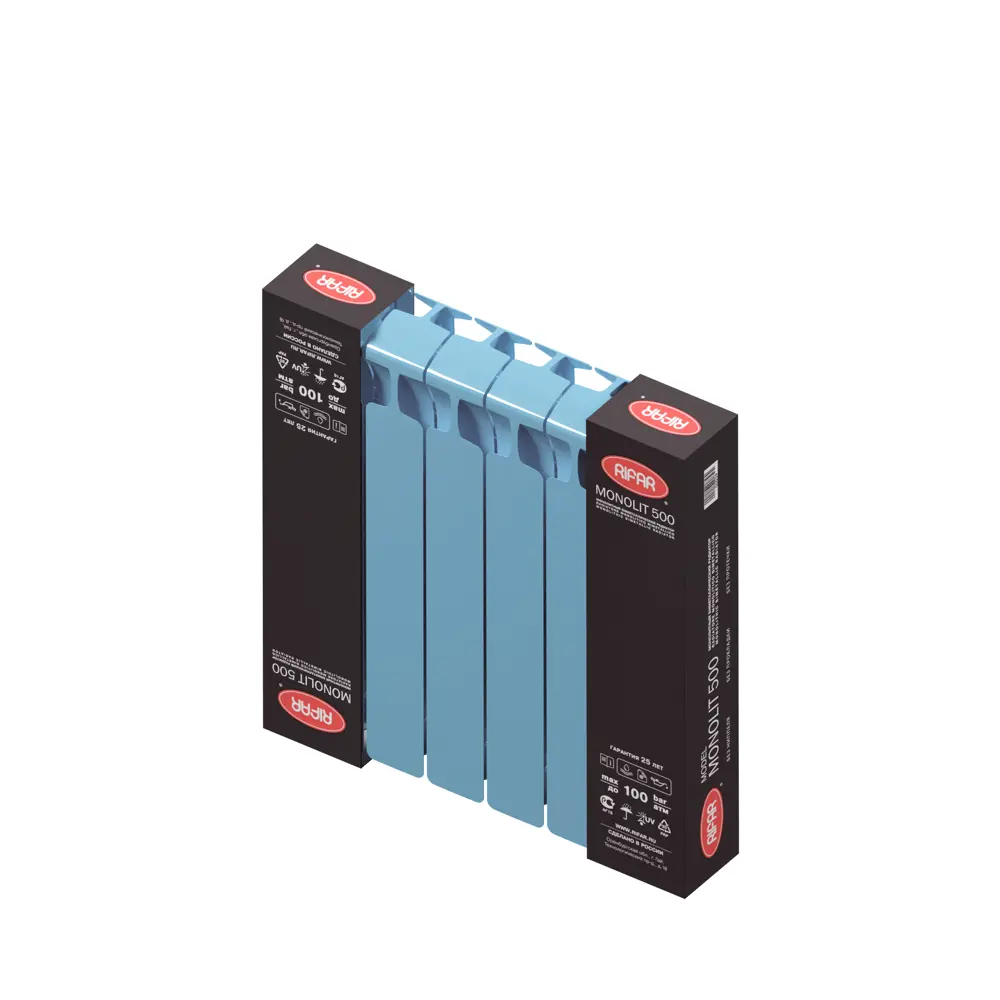 Радиатор секционный Rifar Monolit M50006RAL5024 500/100 6 секций боковое подключение биметалл голубой 82560829 STLM-2162954 - Вид №6