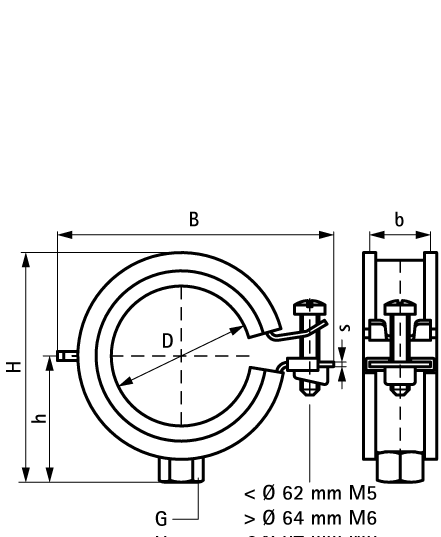 3363054 BIS KSB1 Хомуты с вкладышем epdm (M8, M8/10) для всех видов труб walraven  - Вид №1