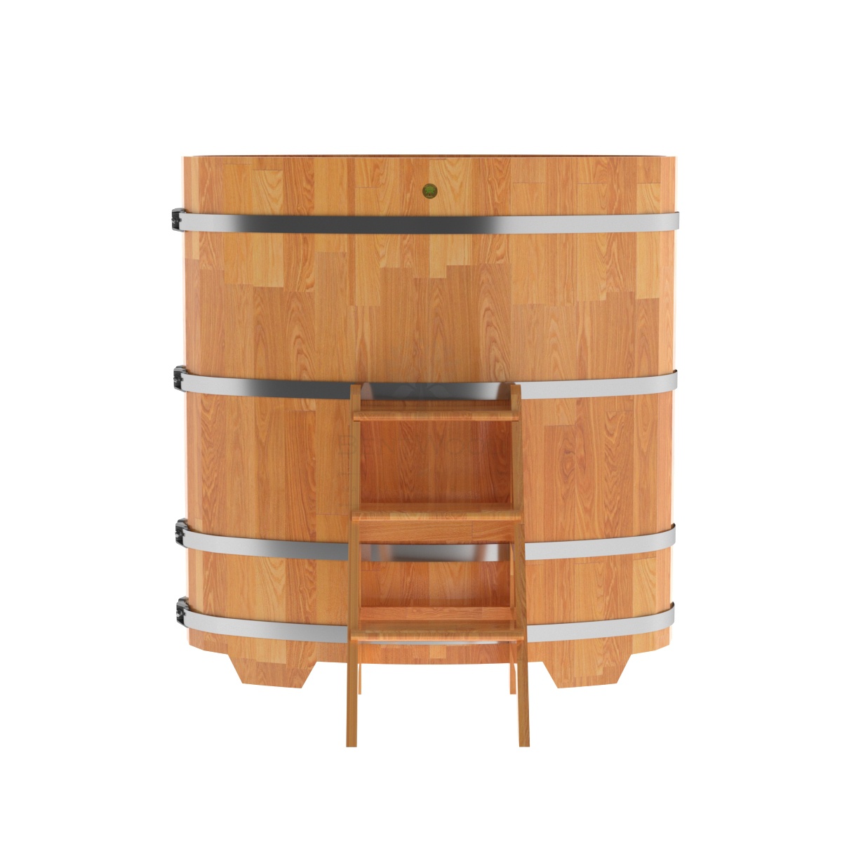 1377 Купель овальная из сращенных ламелей лиственницы 0,69х1,31х1,4 натуральная Alyarus  - Вид №3