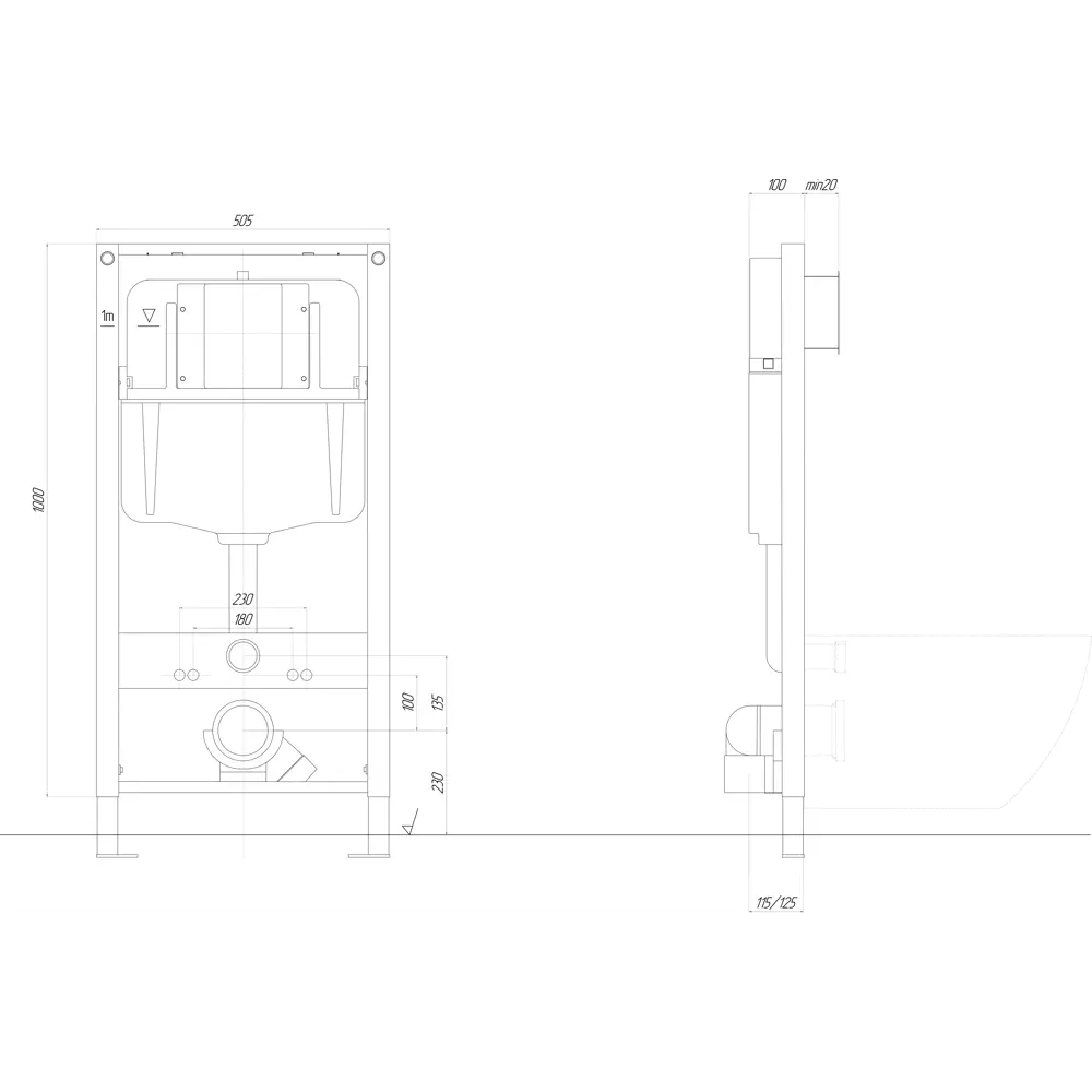 Инсталляция для подвесного унитаза Aquatek Pneumo N49 с пневматическим управлением 89434748 STLM-1565433 - Вид №1