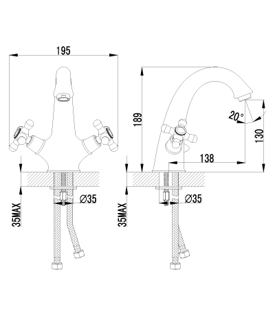 LM2806B Смеситель Vintage для раковины LEMARK VINTAGE - Вид №1