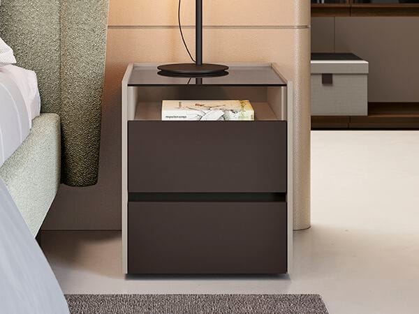 Прямоугольная тумбочка из дерева и стекла Febal Casa Astrid ARCH-00048960