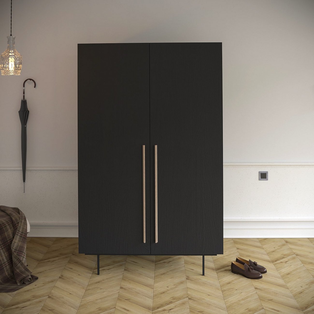 Шкаф распашной двухдверный черный Tube BRAGIN DESIGN  256528 Черный  - Вид №2