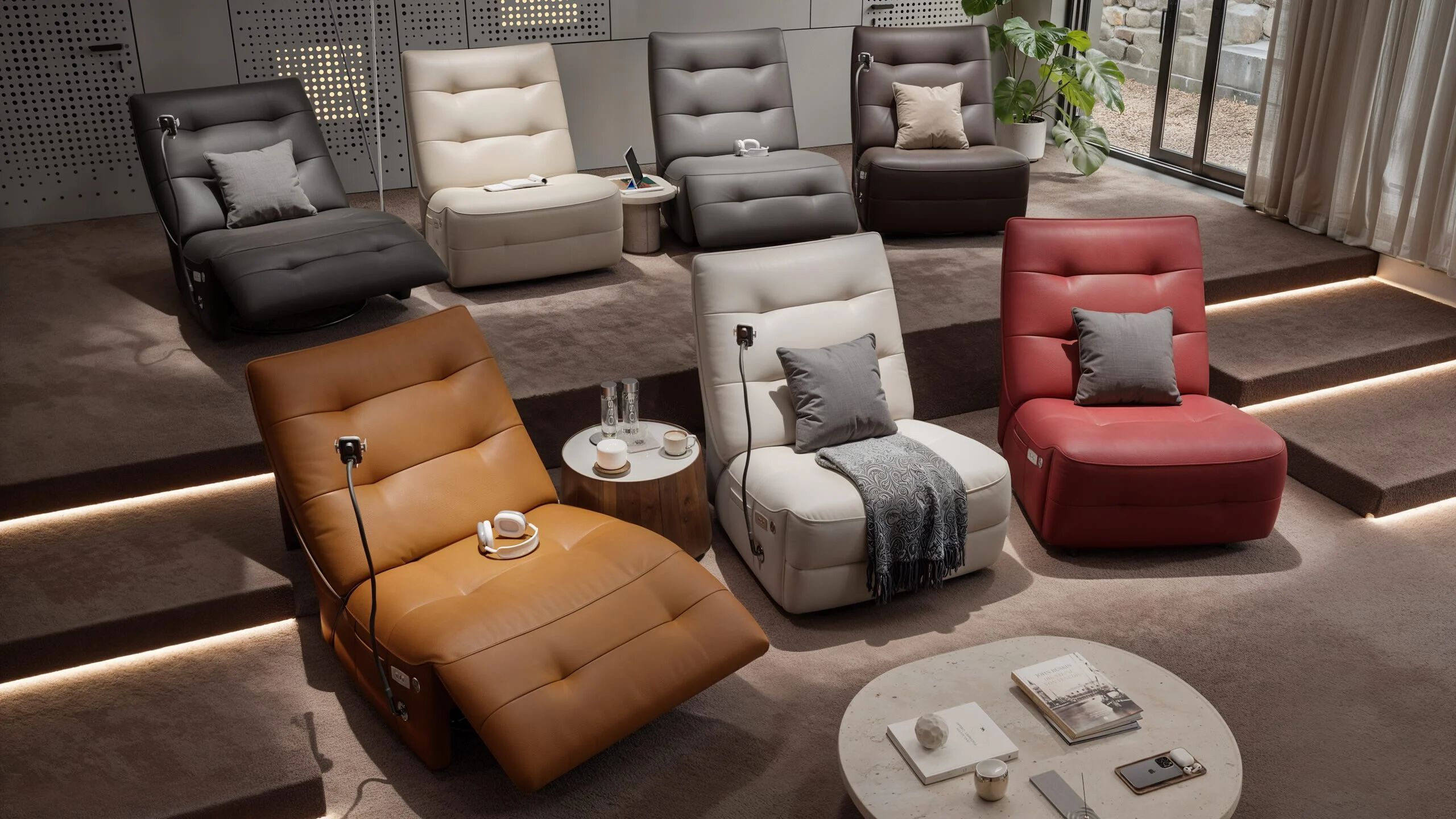 Кожаное вращающееся кресло с подставкой для ног Sofanella Боно ARCH-00079454 - Вид №2