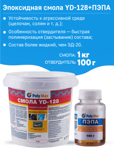 90344279 Эпоксидная смола YD128 - 2 1 кг + 100 г STLM-0193200 POLYMAX