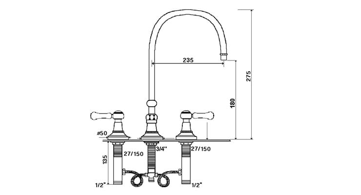 Смеситель для кухни с 3 отверстиями rvb 1935 WOOD ARCH-00112689 - Вид №2