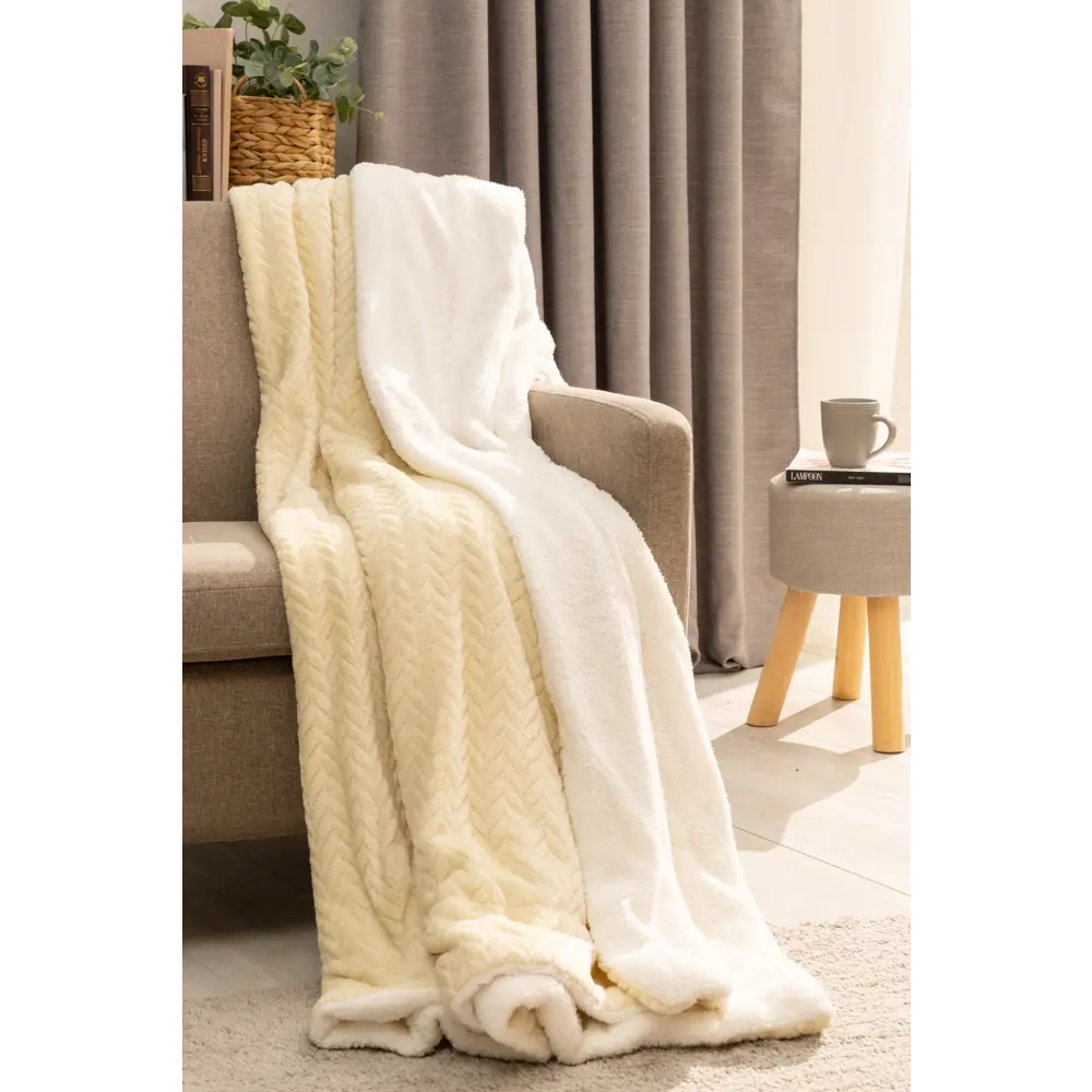 Плед "Ромено" 180x200 см микрофибра цвет экрю Ardenza STLM-2046241 - Вид №3