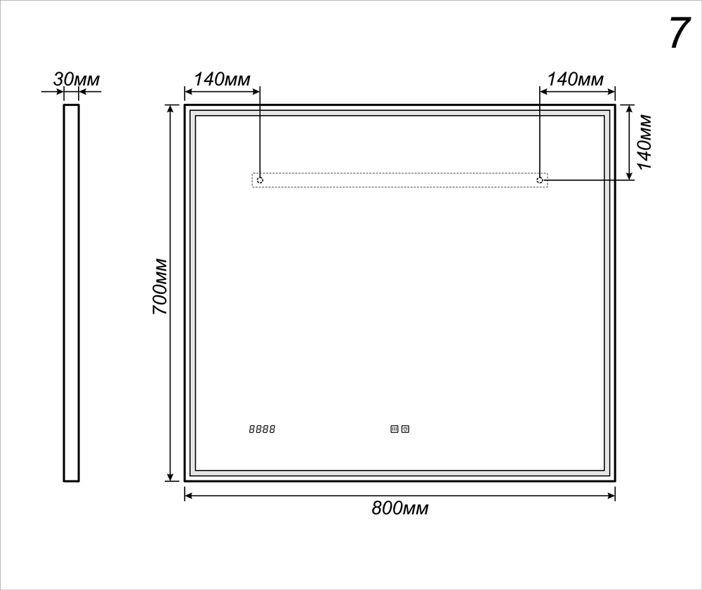 Зеркало Marta Luxe 10001000⨉40⨉700 мм хром VIGO sun-id-665200 - Вид №3