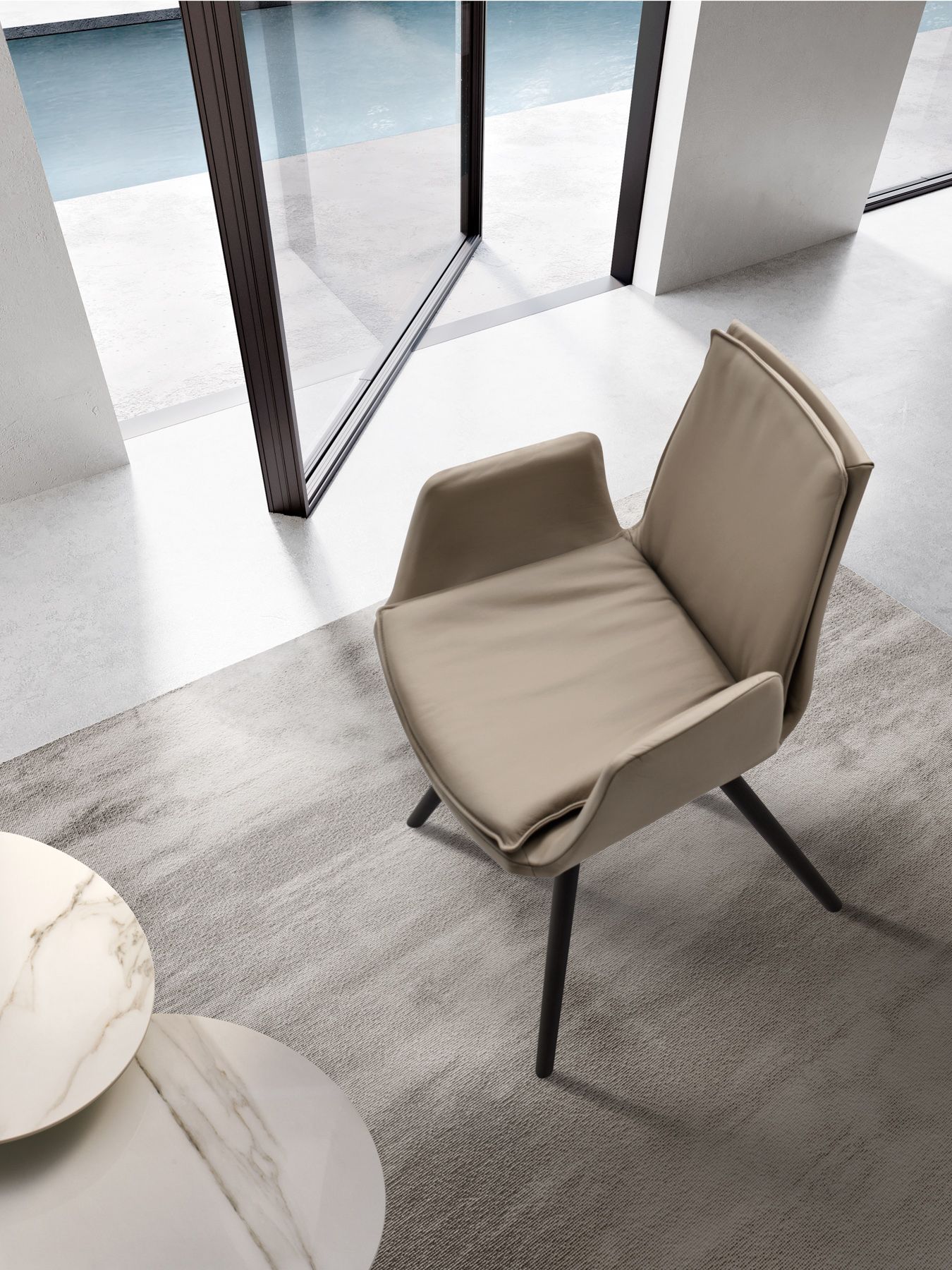 Кожаный мягкий стул с подлокотниками на насесте EFORMA Lara ARCH-00102774 - Вид №2