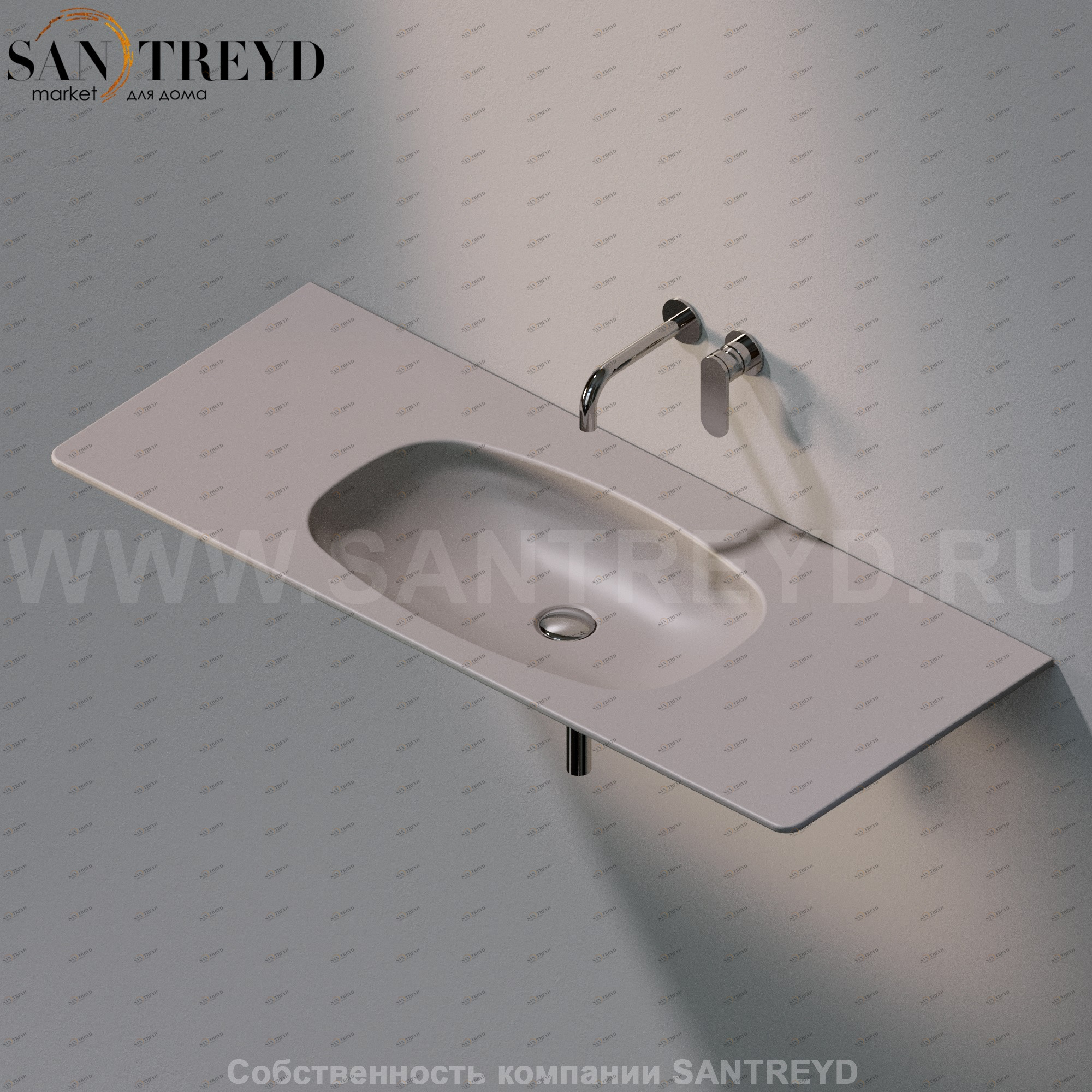 ND120L.1019 Подвесная раковина настенная прямоугольная Ceramica Flaminia Nuda серая