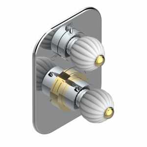 U1E-5500BE Ручка регулировки и маховик 2-канального переключателя для термостатического смесителя арт. 5500AE Thg-paris Mandarine с сатинированным хрусталём Хром/золото