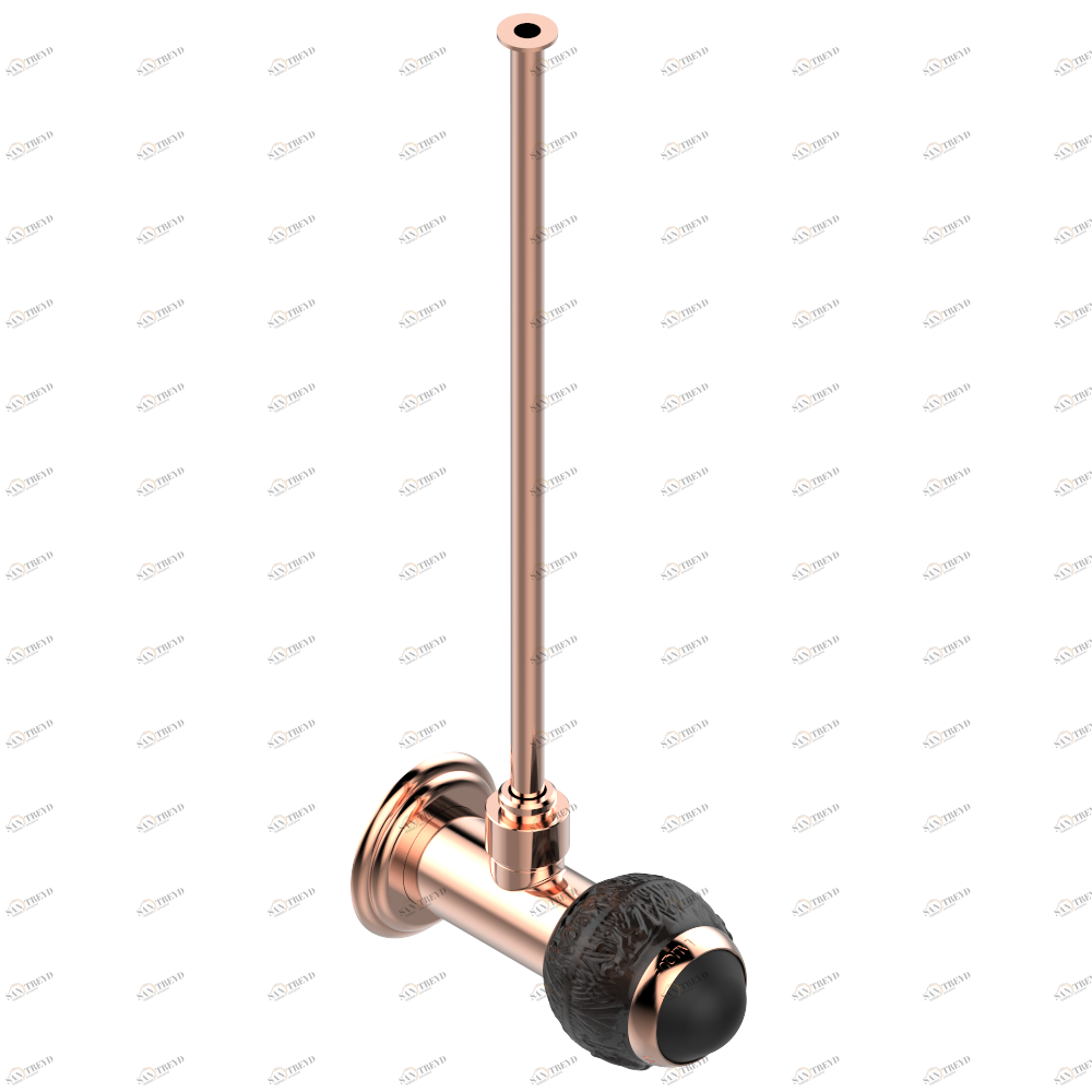 A2K-181/S Кран запорный 1/2" стильный регулируемый с 30 cм трубкой Thg-paris Panthere с чёрным хрусталём Розовое золото A2K-181/S CAT.F