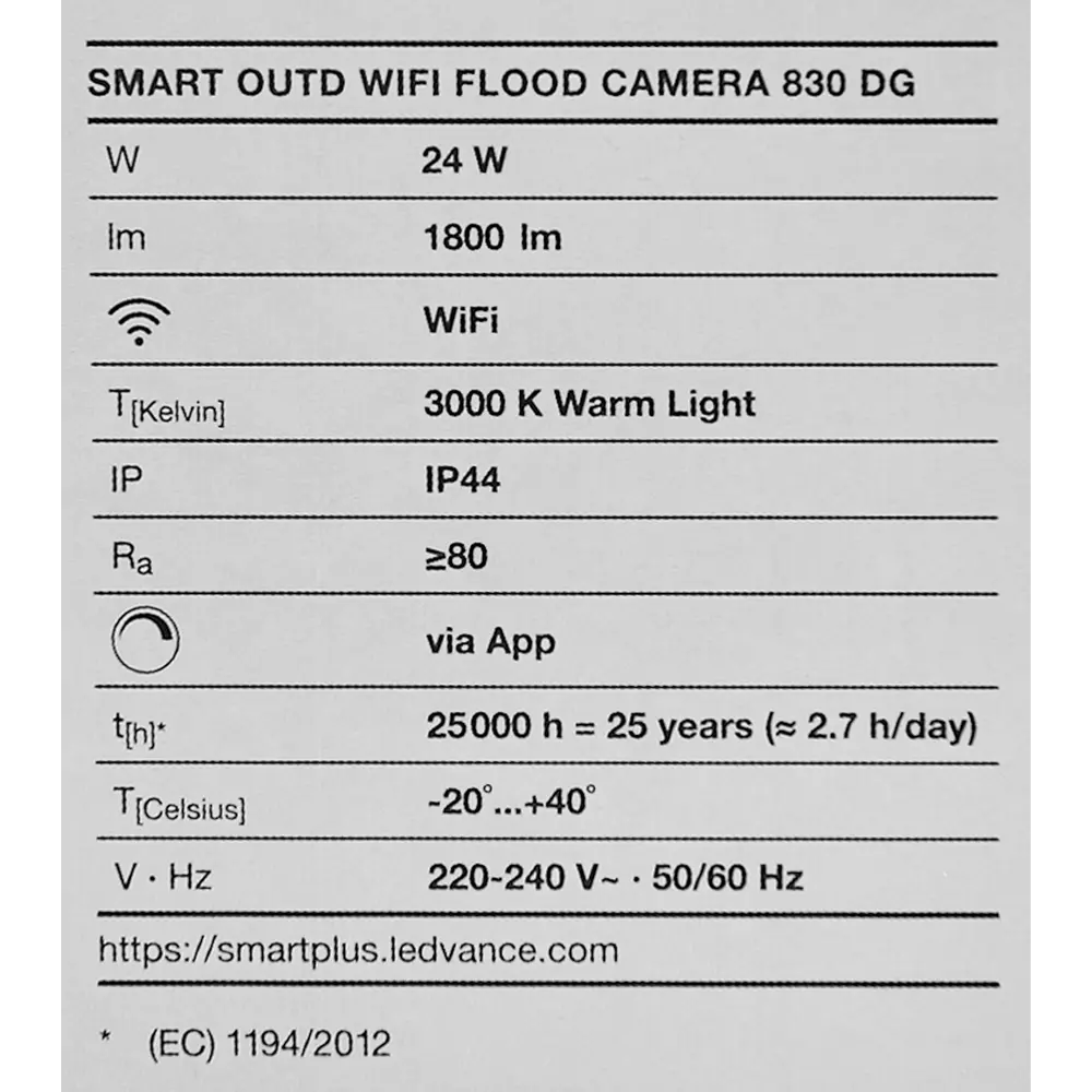 Прожектор светодиодный WiFi 3000 К 1800 Лм IP65 с камерой и датчиком, теплый белый свет LEDVANCE STLM-2158806 - Вид №8