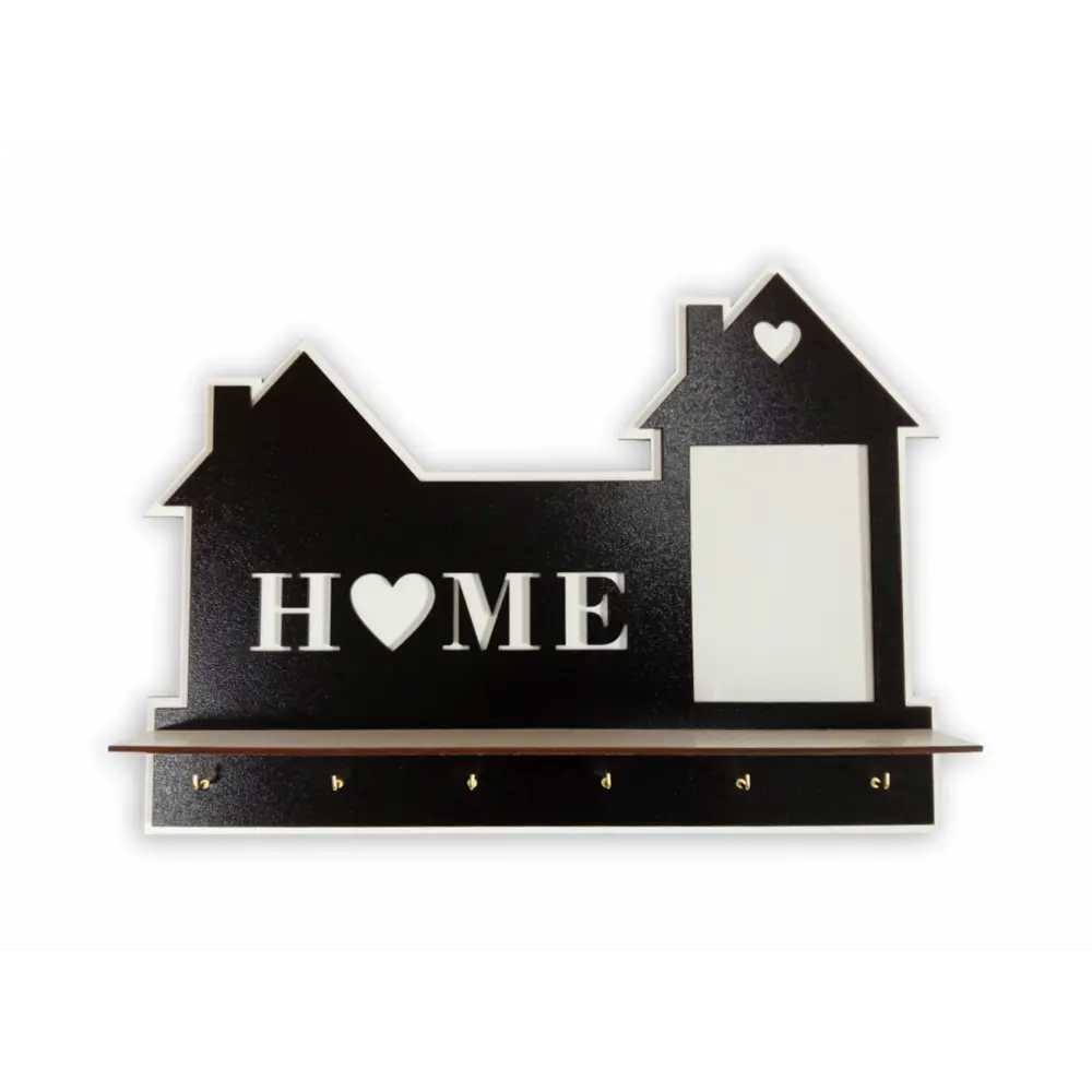Ключница с фоторамкой Home 38x38x5 мм МДФ цвет черный Santreyd STLM-2053775